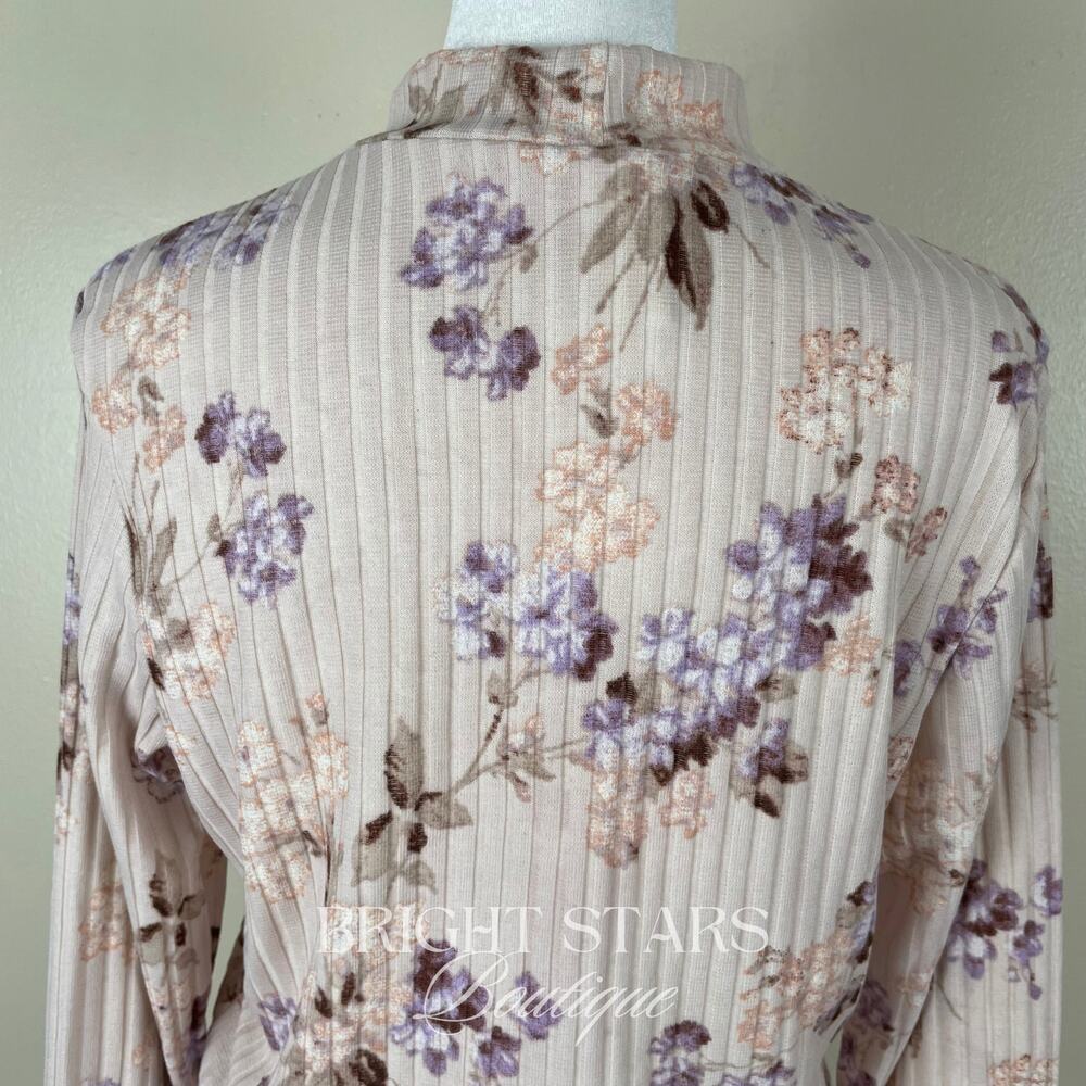 Rare Floral Cropped Mock Neck Ribbed Top Long Sleeve ASO Enid Sinclair Wednesday - Picture 11 of 11